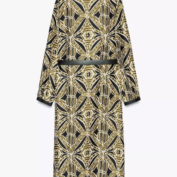Zara Long Sleeve Dress with Yellow and Black Geometric Design - Picture 4 of 4